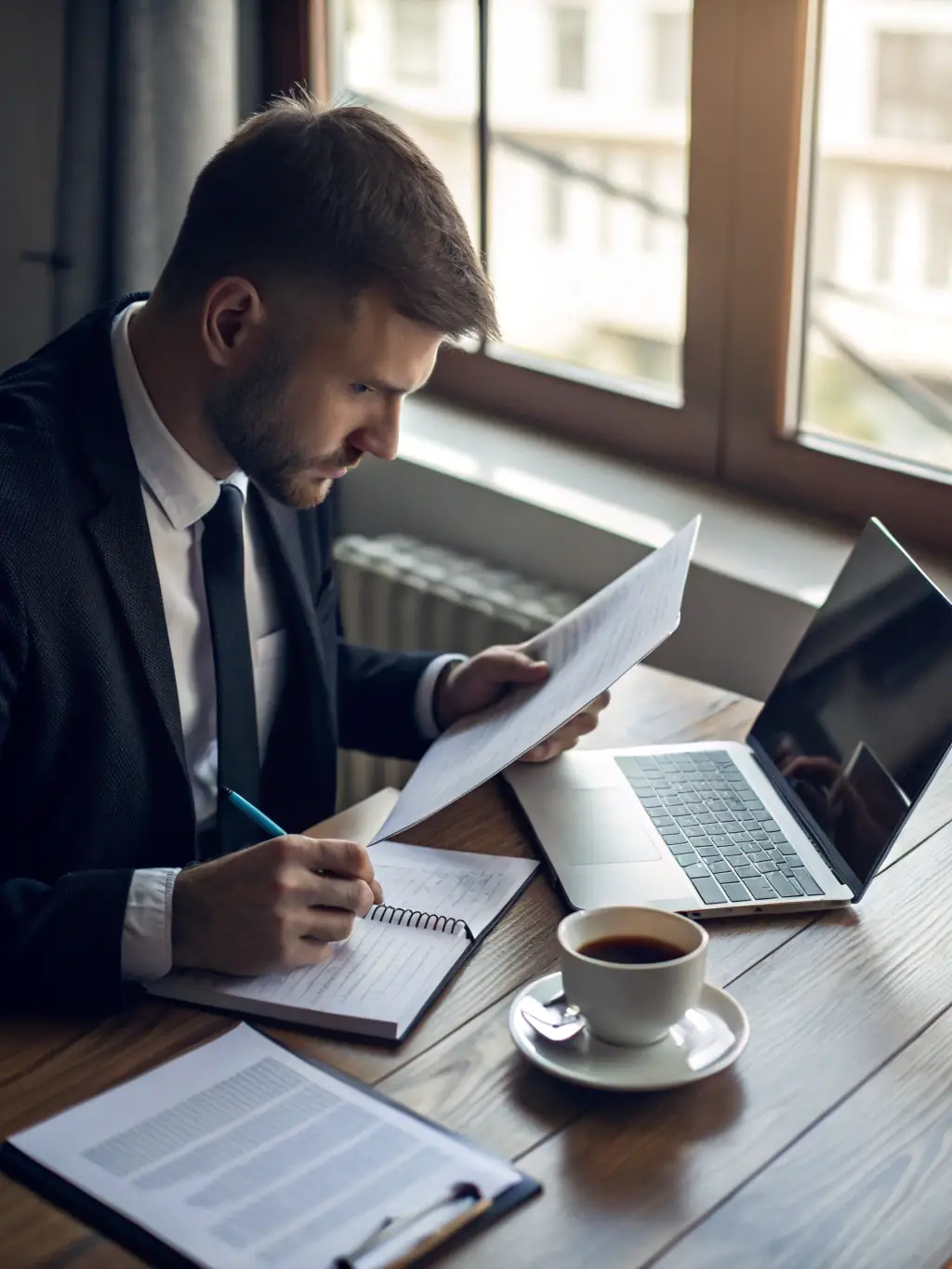 A person efficiently managing tasks on a laptop, showcasing productivity and time management skills.
